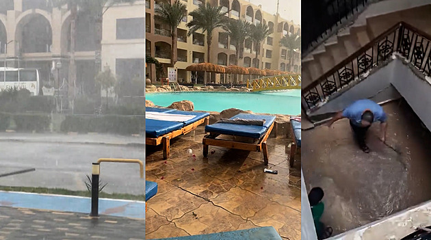 VIDEO: Egyptskou Hurghadu zasáhl déšť a silné bouřky, úřady vyhlásily stav nouze
